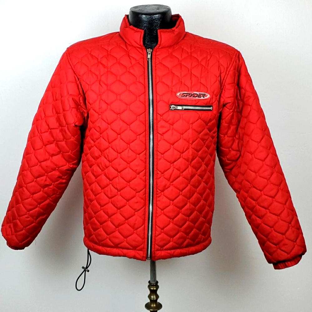 Spyder Team Venom active spots jacket kids size 12 full zipper puffer red